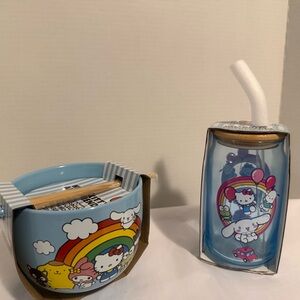Hello Kitty Blue Rainbow Drinkware Set